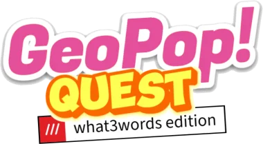 GeoPop! Quest what3words edition logo